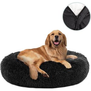 Behave Hondenmand Deluxe - Maat XL - 80 cm - Hondenkussen - Hondenbed - Donutmand - Wasbaar - Fluffy - Donut - Zwart