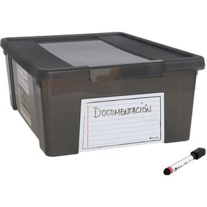 Gerimport Opslagbox 39 X 28 X 15 Cm 11 Liter Transparant/zwart