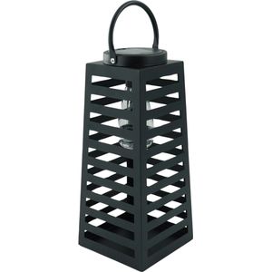 Housevitamin - Lantaarn - Windlicht - Solar - Metaal - Zwart - 14x14x32,5cm - Sfeervolle Verlichting voor Buiten