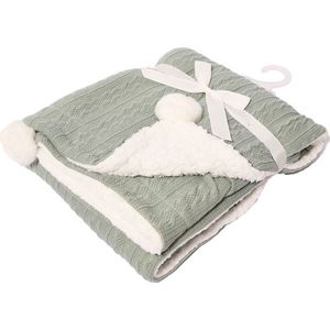 Soft Touch Kabeldeken Pompom 75 X 90 Cm Lichtgroen