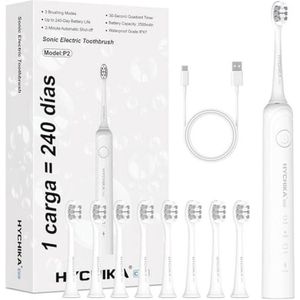 Elektrische Tandenborstel met 240 Dagen Batterijduur, 8 Vervangende Borstels, Oplaadbaar, 3 Modi, 2 Minuten Timer, IPX7 Waterdicht