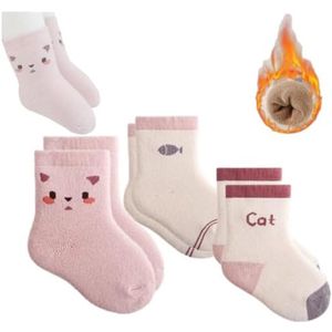 3 paar warme katoenen babysokken met dierenmotief, peutersokken, warme dikke sokken, wintersokken voor meisjes en jongens, geschikt voor pasgeborenen van 1 tot 3 jaar.