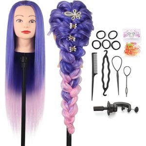 Oefenhoofd voor Kappers - Synthetisch Haar Training Hoofd met Styling Accessoires