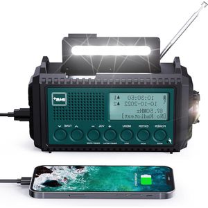 oCreon Kurbelradio DAB+/DAB/UKW - 5000mAh Noodradio met Zaklamp - USB Opladen - SOS-Alarm (Outdoor)
