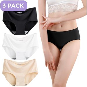 Naadloze Slip voor Dames - Naadloos ondergoed dames - Maat S - Zwart, Wit, Beige - Set van 3 - Ultrazacht - Naadloos ondergoed dames - Seamless ondergoed dames - Invisible string - Naadloze string
