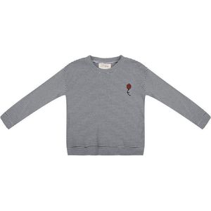 Little Indians Sweater Balloon Small Stripe Rib - Trui - Grijs Gestreept - Unisex - Maat: 6 jaar