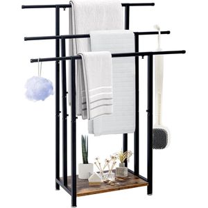 Uittrekbare handdoekstandaard, vrijstaand handdoekenrek, staand 81 x 30 x 100 cm, 3 treden handdoekstangen ruimtebesparend, voor thuis gym wasserij