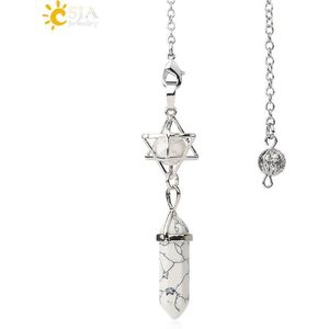 Pendel steen - Pendelen - Spiritueel - Pendelsteen - Natuursteen - Kwarts - Kristallen - Zeshoekig - Spits - Reiki - Chakra - Accessoires - Howlite