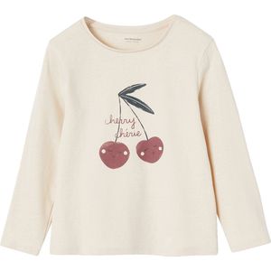 T-shirt - Beige - Meisjes - Met Tekst - Lange Mouwen - Glitterdetails