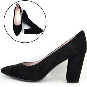 Stravers - Maat 35 Zwarte Pumps 6 cm. Kleine Maten Blokhak