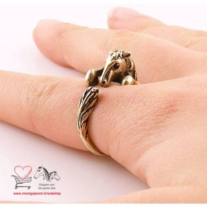 GoedeDoelen.Shop | Ring Kadar - bronskleur | Paardenring | Ring Met Paardenhoofd | In Maat Verstelbaar | Cadeau | Wellness-House