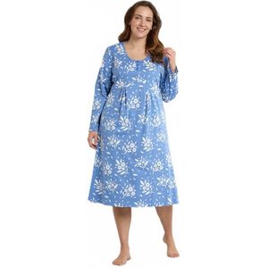 Gebloemd katoenen nachthemd met knoopsluiting tot halverwege de lengte