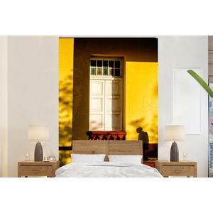 Deur - Geel - Architectuur - Schaduw - Behangpapier