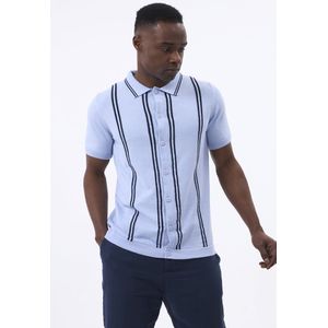 Felix Hardy - Overhemd Knit - Blauw - Katoen - Korte Mouw Heren