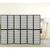 The Living Store Kamerscherm Japanse Stijl - 240x170 cm - Vurenhout - Shoji Rijstpapier - Zwart