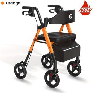 Rollator – Wandelwagen – Looprek – Mobiliteitshulpmiddel – Opvouwbare Rollator – Lichtgewicht Aluminium – Grote 20,32 cm Wielen – Ergonomisch Zitje & Verstelbare Handgrepen – Draagvermogen 136 kg