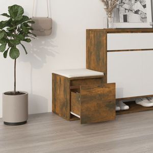 The Living Store Opbergbox Opbergkist - 40.5 x 40 x 40 cm - Gerookt eiken hout