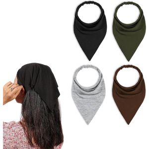 Boho haarbanden voor dames - Set van 4 driehoekige hoofddoeken - Meerkleurig L