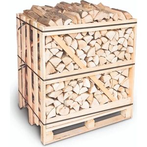 Haardhout berken op halve pallet 1m3 ovengedroogd brandhout voor open haard of hout kachel