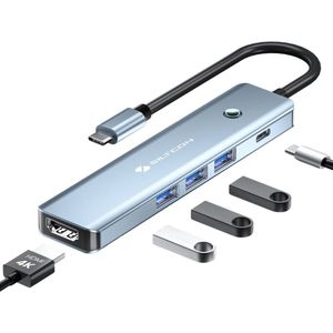 Siltcon 6 in 1 USB C Hub - USB C Naar HDMI - 4K 30Hz - Spacegrey