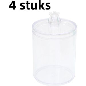 4 stuks -Opbergdoos - Bureau Wattenstaafjesdoos Wattenstaafjesdoos met deksel - Wit