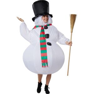 dressforfun - Opblaasbaar kostuum sneeuwman - verkleedkleding kostuum halloween verkleden feestkleding carnavalskleding carnaval feestkledij partykleding - 302359