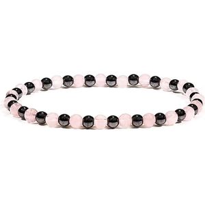 Armband - Hematine/Rozenkwarts - Sierraad - Spiritueel - Cadeau - Roze/grijs - gift