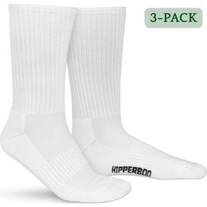 Hipperboo® 3 Paar Bamboe Sportsokken - Maat 35-38 - Wit - Dames Sportsokken - Hardloopsokken - Tennissokken - Meerdere Maten en Kleuren - Naadloos