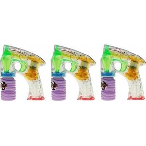 3x Bellenblaas Pistool met LED Licht 14 cm - Bubble Gun - Bellenblaaspistolen