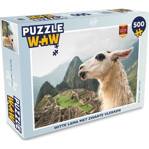 Puzzel Lama - Machu Picchu - Wit - Legpuzzel - Puzzel 500 stukjes