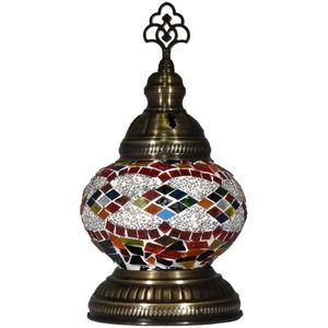 Oosterse mozaïek tafellamp top (Turkse lamp)  ø 13 cm rood/bont