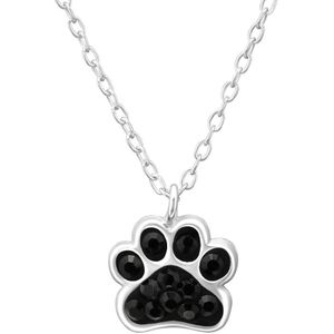 Amanto Kids Ketting Faden Black - 925 Zilver - Pootje - 9x8mm - 36+3cm