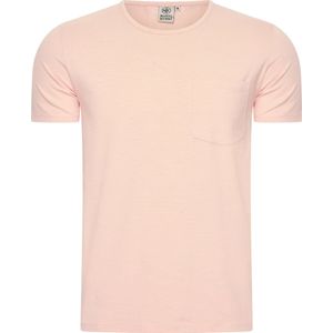 Mario Russo T-shirt - T-shirts Heren - Katoen - M - Perzik Oranje