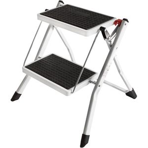 2-Treppen Opvouwbare Keukenladder met Antislip Treden