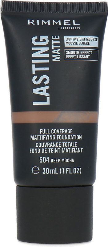 Rimmel - Lasting Matte - Foundation - 504 Deep Mocha - Super Dekkende Formule