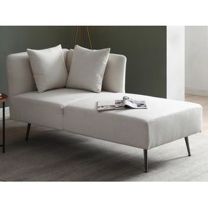 Chaise longue rechts van crèmekleurige stof NAPASA L 162 cm x H 77 cm x D 82 cm