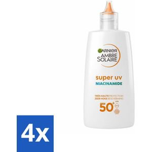 Garnier - Ambre Solaire - UV Fluid - Super UV Niacinamide - Anti-Imperfecties - SPF 50+ - 40 ml - Voordeelverpakking - 4 stuks