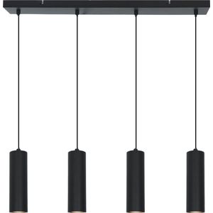 Olucia Carlos - Moderne Hanglamp - 4L - Aluminium - Zwart - Rechthoek