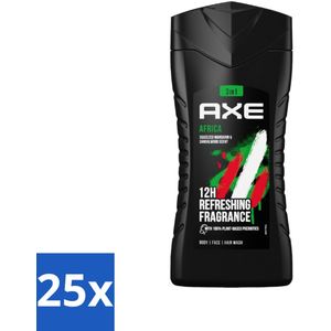 Axe - 3-in-1 Douchegel - Africa - Squeezed Mandarin & Sandalwood - 100% Plantaardig - 250 ml - Bulkverpakking - 25 stuks