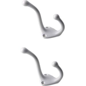 5x Luxe kapstokhaken / jashaken wit met enkele haak - hoogwaardig aluminium - 7,5 x 3,2 cm - witte kapstokhaakjes / garderobe haakjes