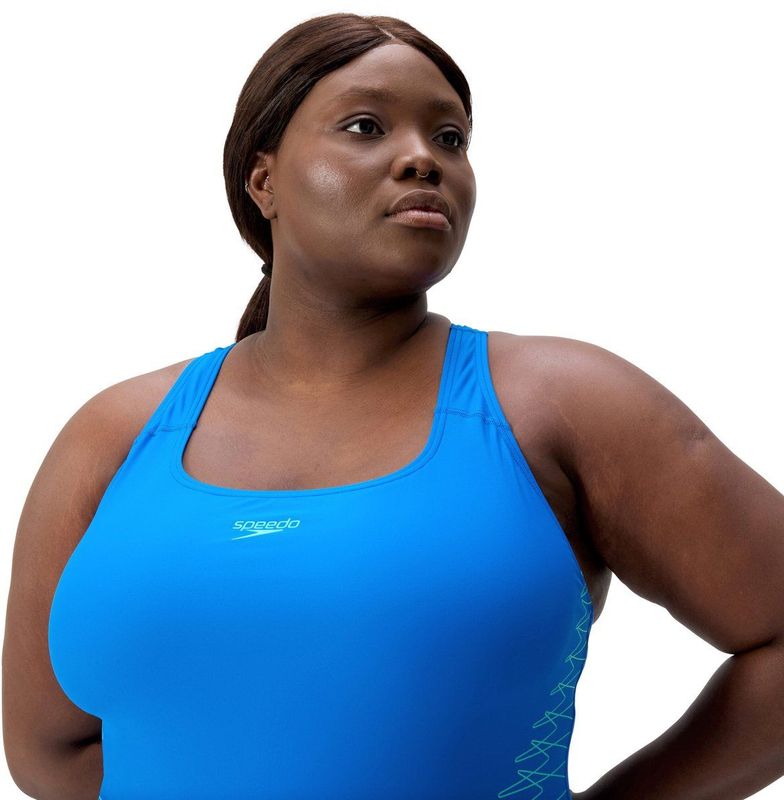 Speedo Women's Placement Medalist Plus Size Badpak uit één stuk, Lagoon Blue, 40
