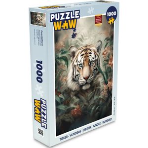 Puzzel Tijger - Vlinders - Dieren - Jungle - Bloemen - Legpuzzel - Puzzel 1000 stukjes volwassenen