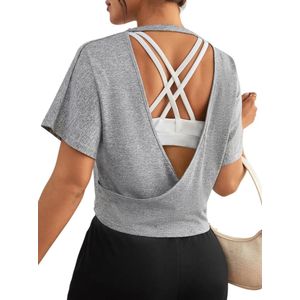 FLOW - Sporttop - Grijs - Korte Mouwen - Losse Pasvorm - Yoga & Training