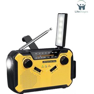 LifeStages - Noodradio Opwindbaar en Batterij - Radio op batterijen voor rampen - Noodradio Solar Opwindbaar - Draagbare Oplaadbare Radio met 3000 mAh Batterij - Noodradio met SOS Sirene/Flitslicht