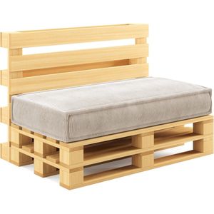 Palletkussens voor EU-pallets van corduroy - Afneembare hoezen, Zitkussen en Rugkussen in diverse kleuren (120 x 60 cm)