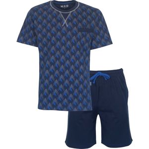 MEQ Heren Shortama - Pyjama Set - 100% Katoen - Blauw - Maat XXL
