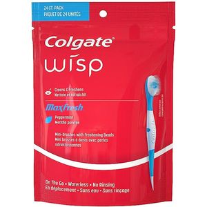 Colgate Max Fresh Wisp - Tanden - Disposable Mini Travel - Toothbrushes Peppermint - Voor Een Frisse Adem - 24 STUKS