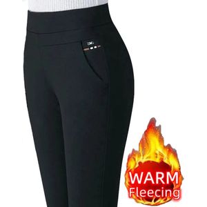 Dames Thermo Broek – Zwart met bruine fleece voering – Maat XL – Winter Pencil Pants