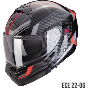 Scorpion EXO-930 EVO SIKON Black-Silver-Red - ECE goedkeuring - Maat M - Integraal helm - Scooter helm - Motorhelm - Zwart - Geen ECE goedkeuring goedgekeurd