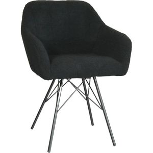 SET DEAL: 6 stuks Eetkamerstoel met armleuning Lola zwart teddy eetstoel zetel